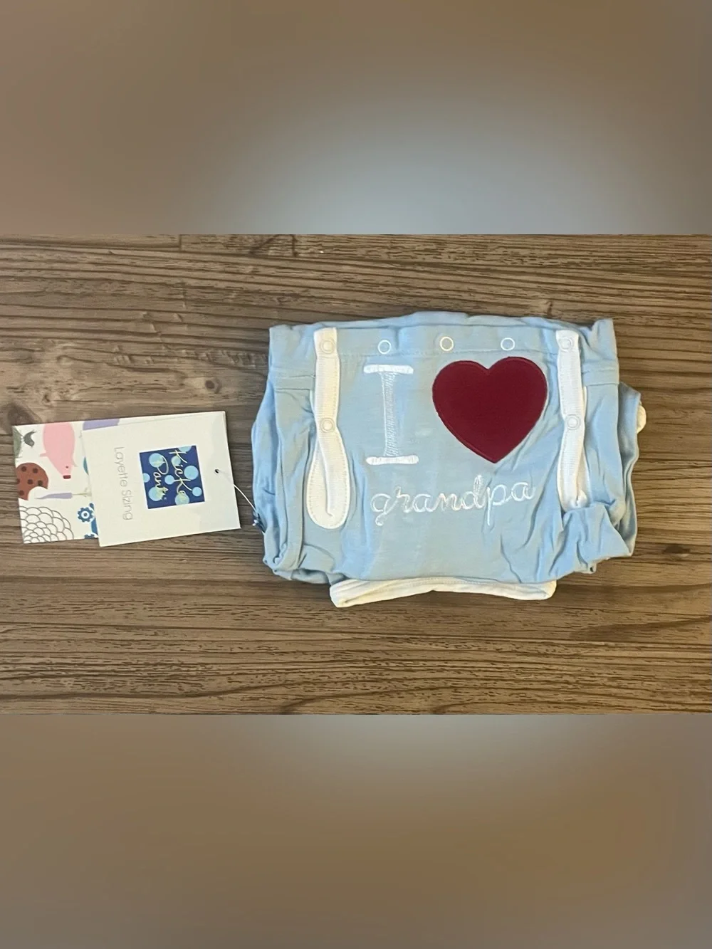 NEW…KicKee Pants Blue I Heart Snap Romper